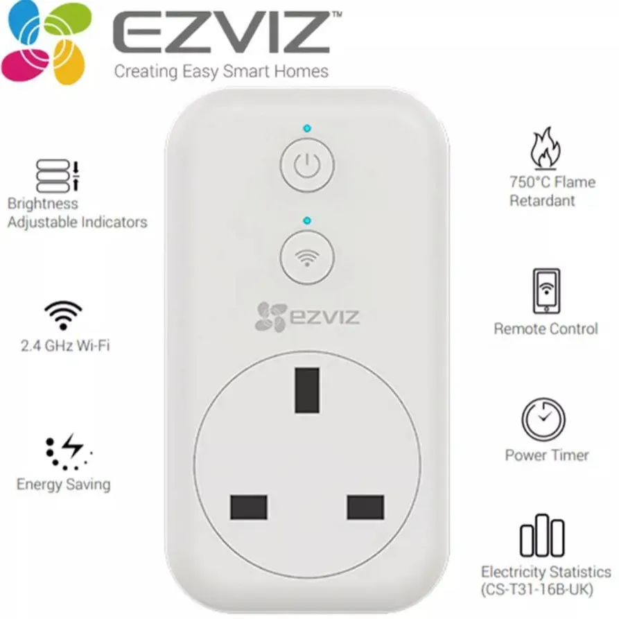 -(تقسيم EZVIZ Smart Plug T31 الذكي المزود بتقنية الواي فاي لتشغيل الأجهزة وايقافها عن بعد بواسطة الهاتف) - صورة 1